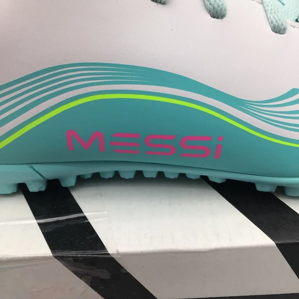 Adidas F50 Messi Club TF J Kids Soccer Shoes White Pink Aqua JQ0949 Size 5 Y NEW